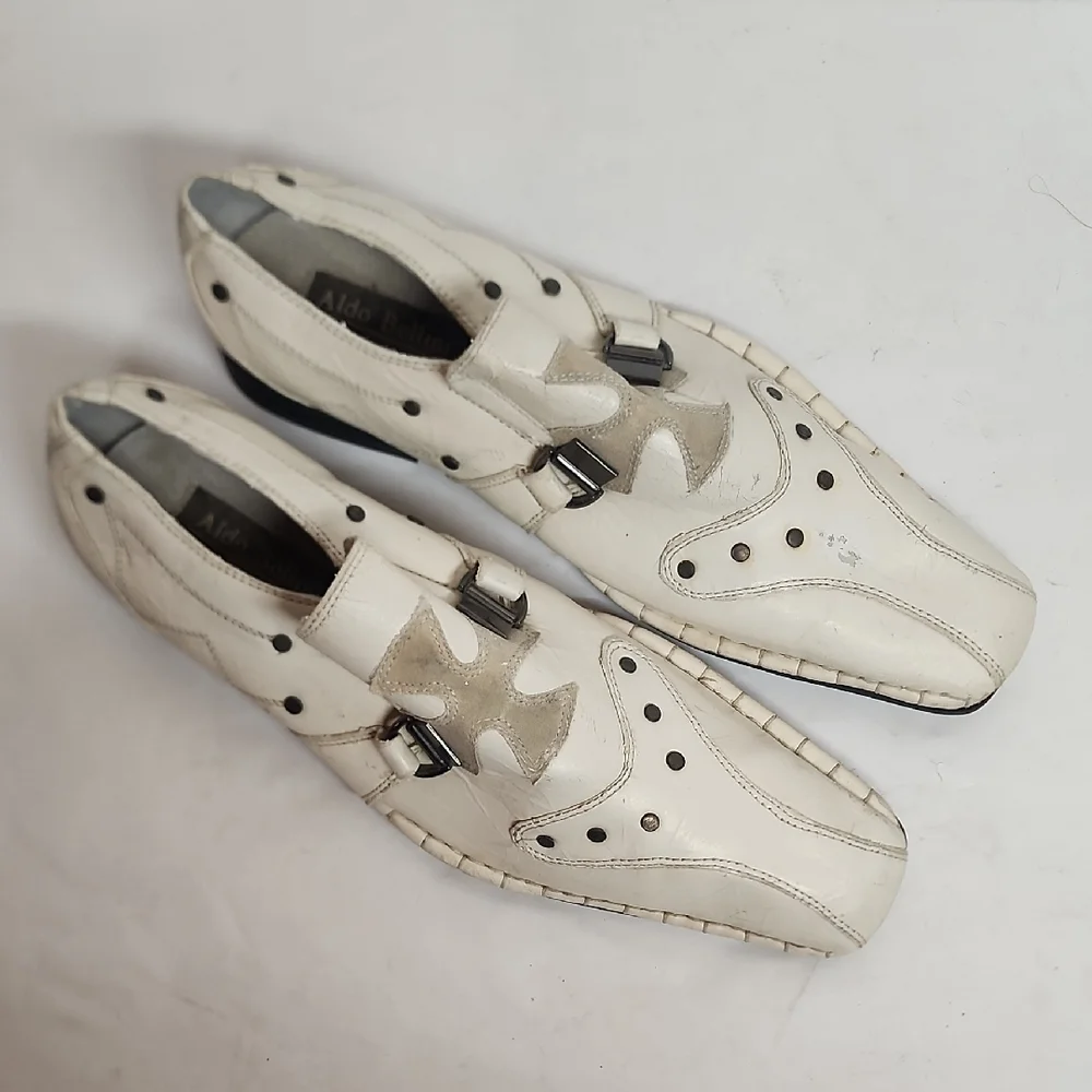 Aldo Bellini Italy Mens Off White Leather Studded Awesome Shoes Sz9 Renaissance